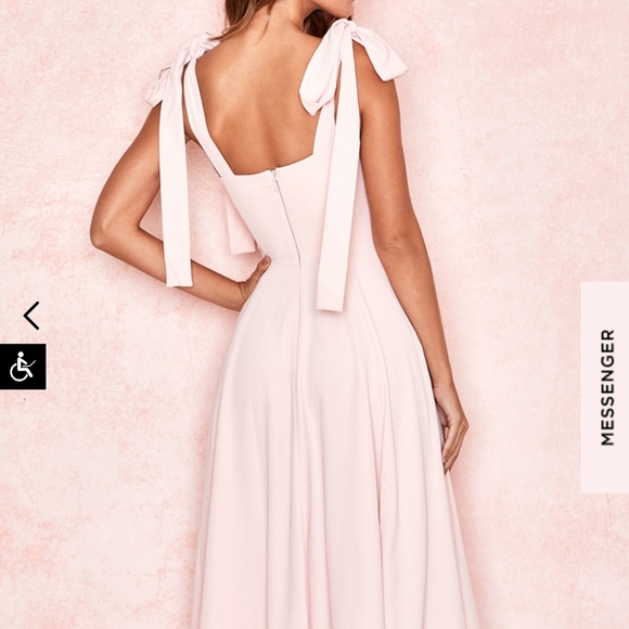 House of CB Blush Pink Midi Dress with Tie Straps - Picture 3 of 6